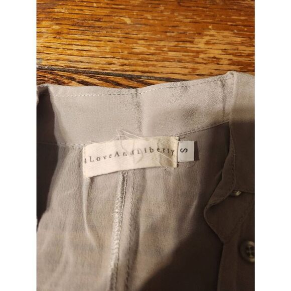 Johnny Was For Love and liberty grey silk asymmetrical buttons tunic dress sz Sm - Picture 2 of 5